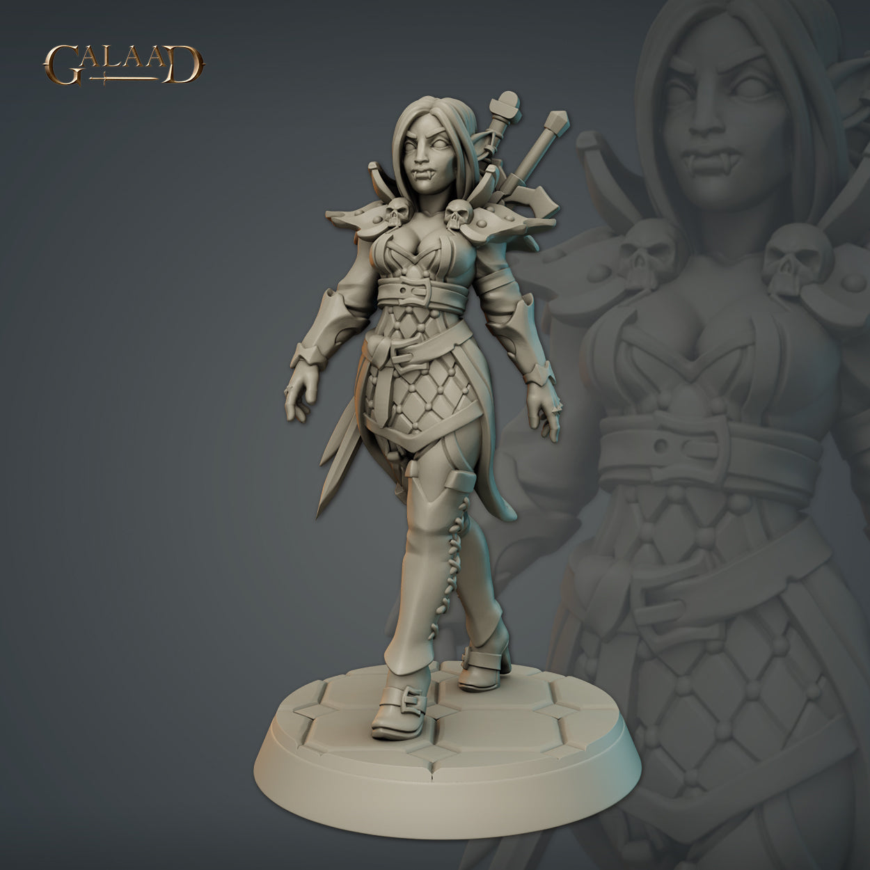 Mounted Female Vampire - Galaad Miniatures - Fantasy Dungeons and