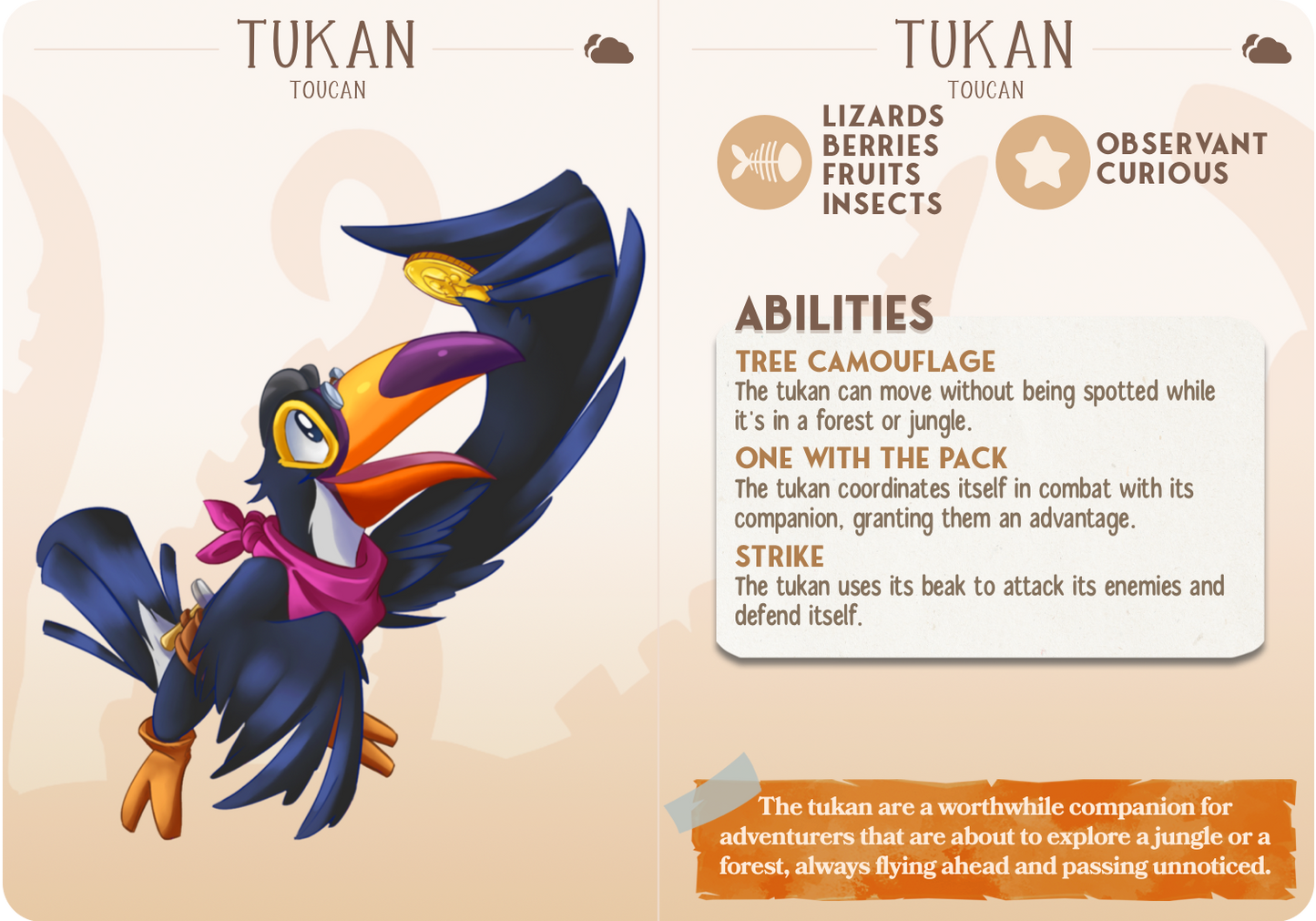Tukan the Toucan - Companions - Flyers - For D&D Campaigns & Tabletop Games