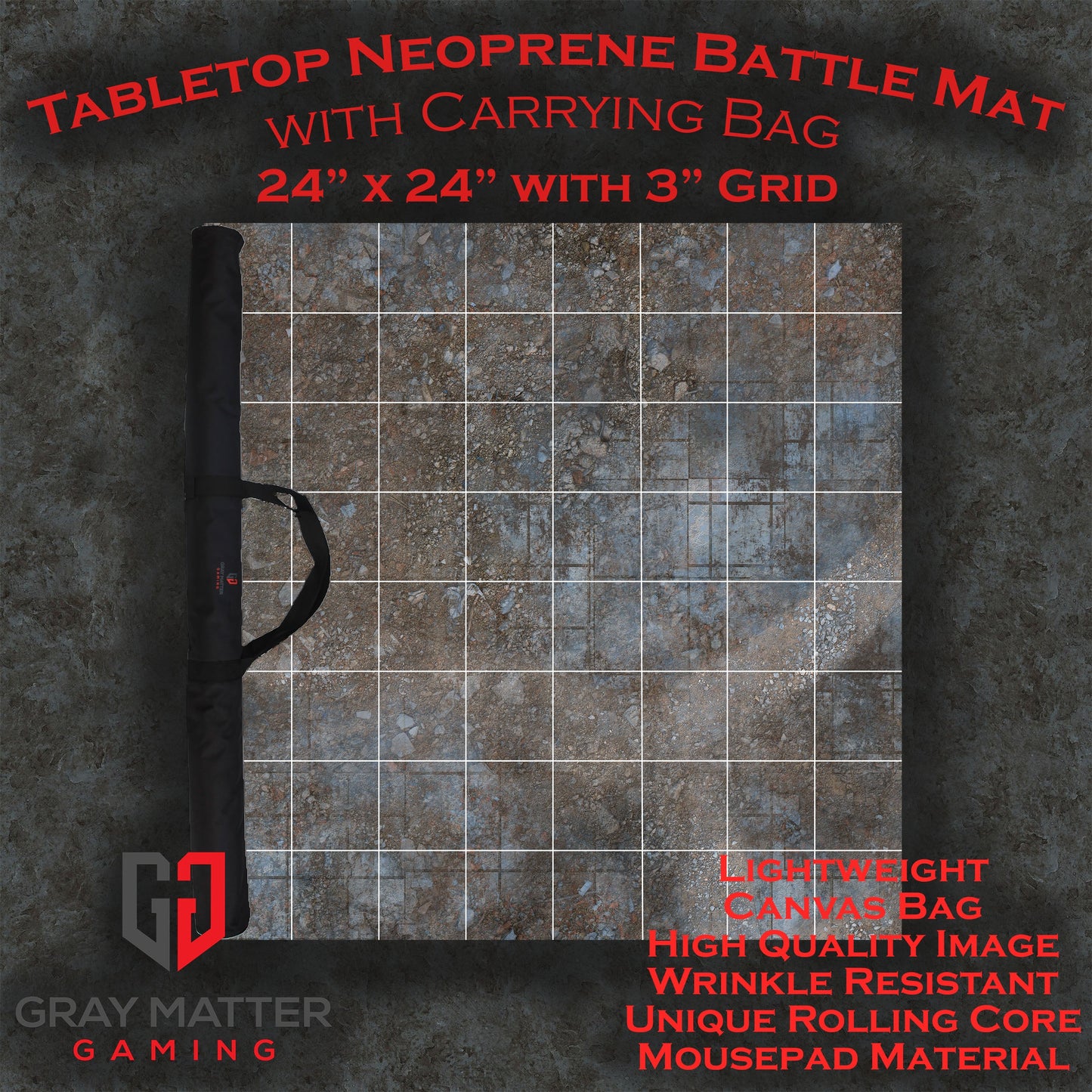 Sci-fi Skirmish - Neoprene Battle Mat - 24" x 24" with 3" Grid