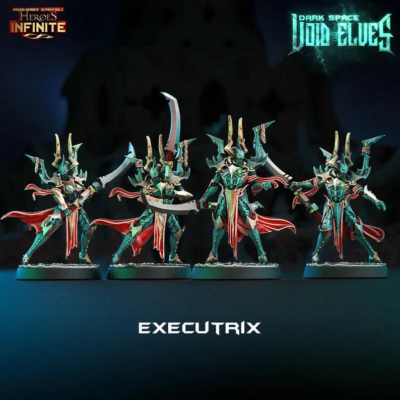 Void Elves Executrix 5-Man Squad - 4 Troops & 1 Leader - Sci-Fi Miniatures
