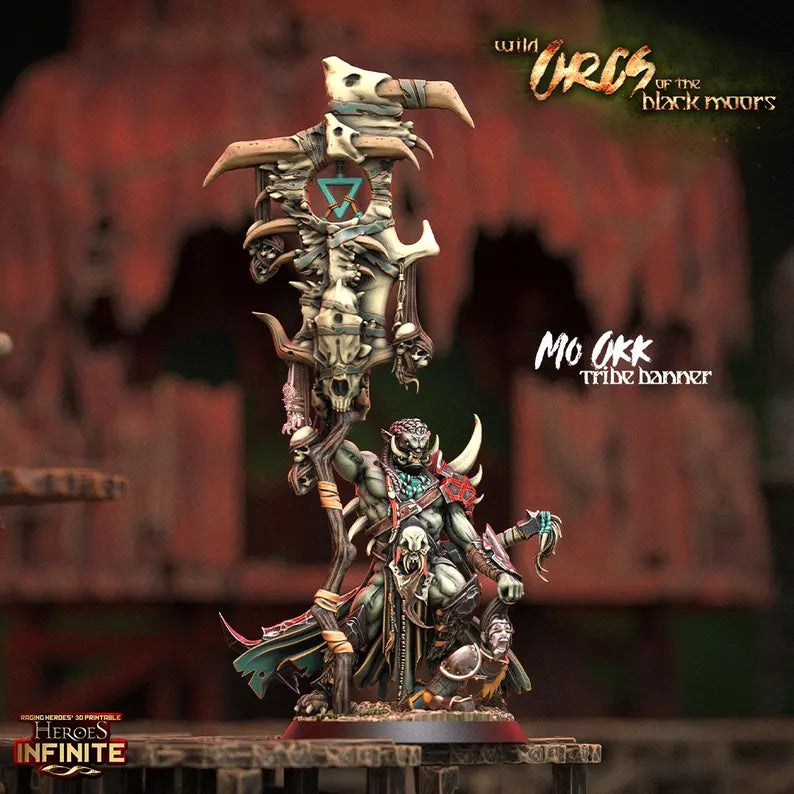 Mo Okk, Tribe Banner - Wild Orcs of the Black Moors | Compatible with Tabletop Wargames