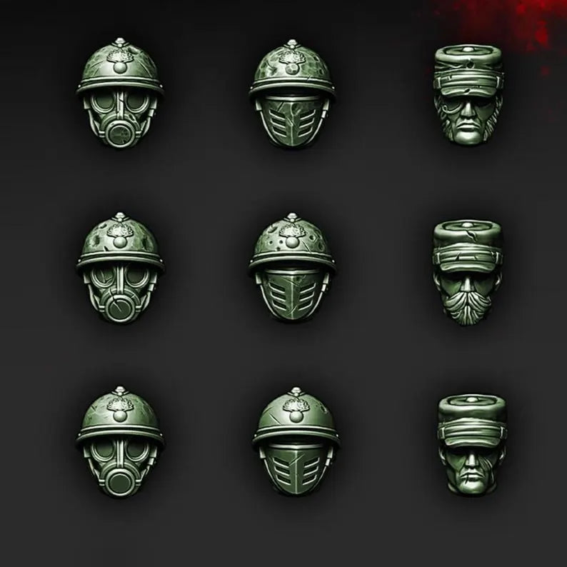French Head Upgrade: Trench Warfare Helmet Set - Trench Warband Miniatures | Compatible with Tabletop Wargames