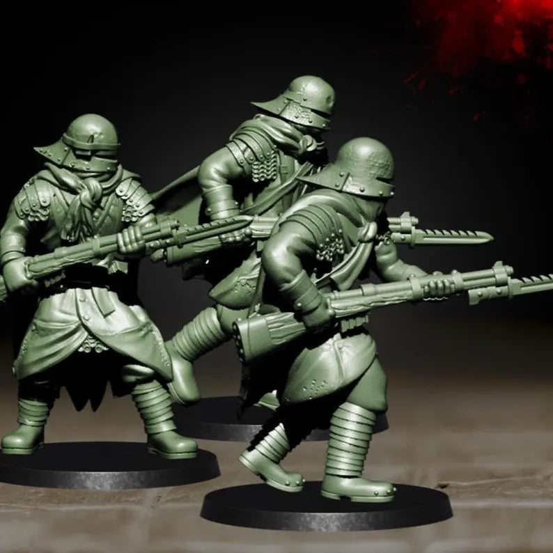 Yeomen with Bayonet-Equipped Rifles - Trench Warband Miniatures | Compatible with Tabletop Wargames