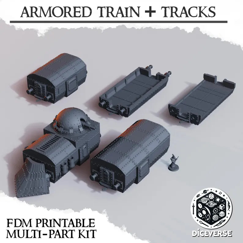 Trench Terrain: Armored Train + Tracks - Trench Warband Miniatures | Compatible with Tabletop Wargames