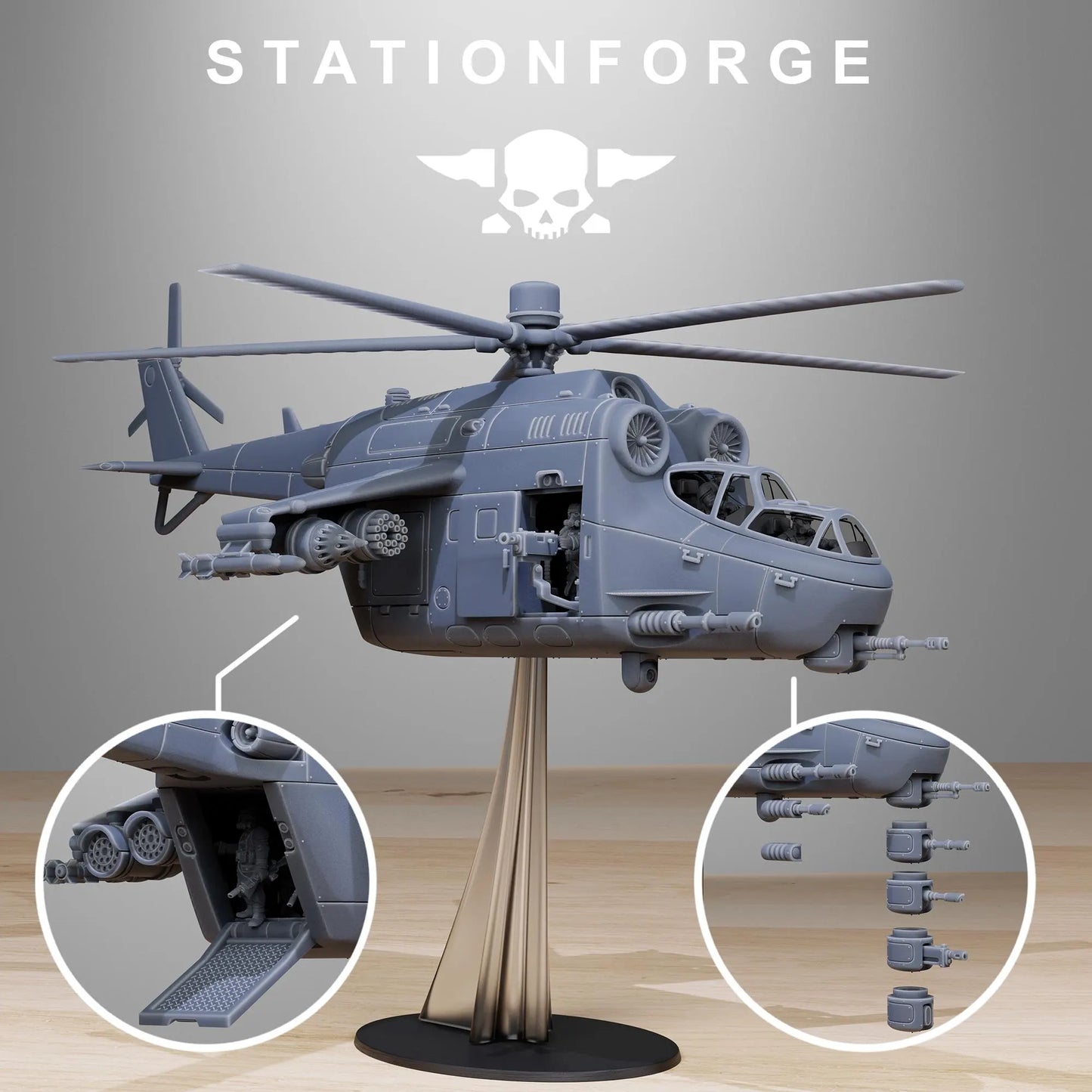 Grim Guard Heavy Gunship Transport - Helicopter Drop Team | Compatible with W40K/WG/SF