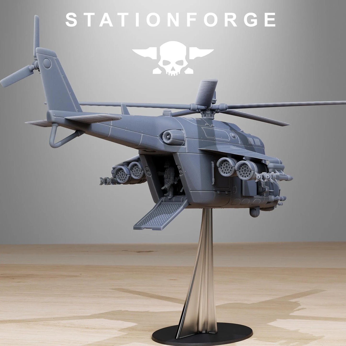 Grim Guard Heavy Gunship Transport - Helicopter Drop Team | Compatible with W40K/WG/SF