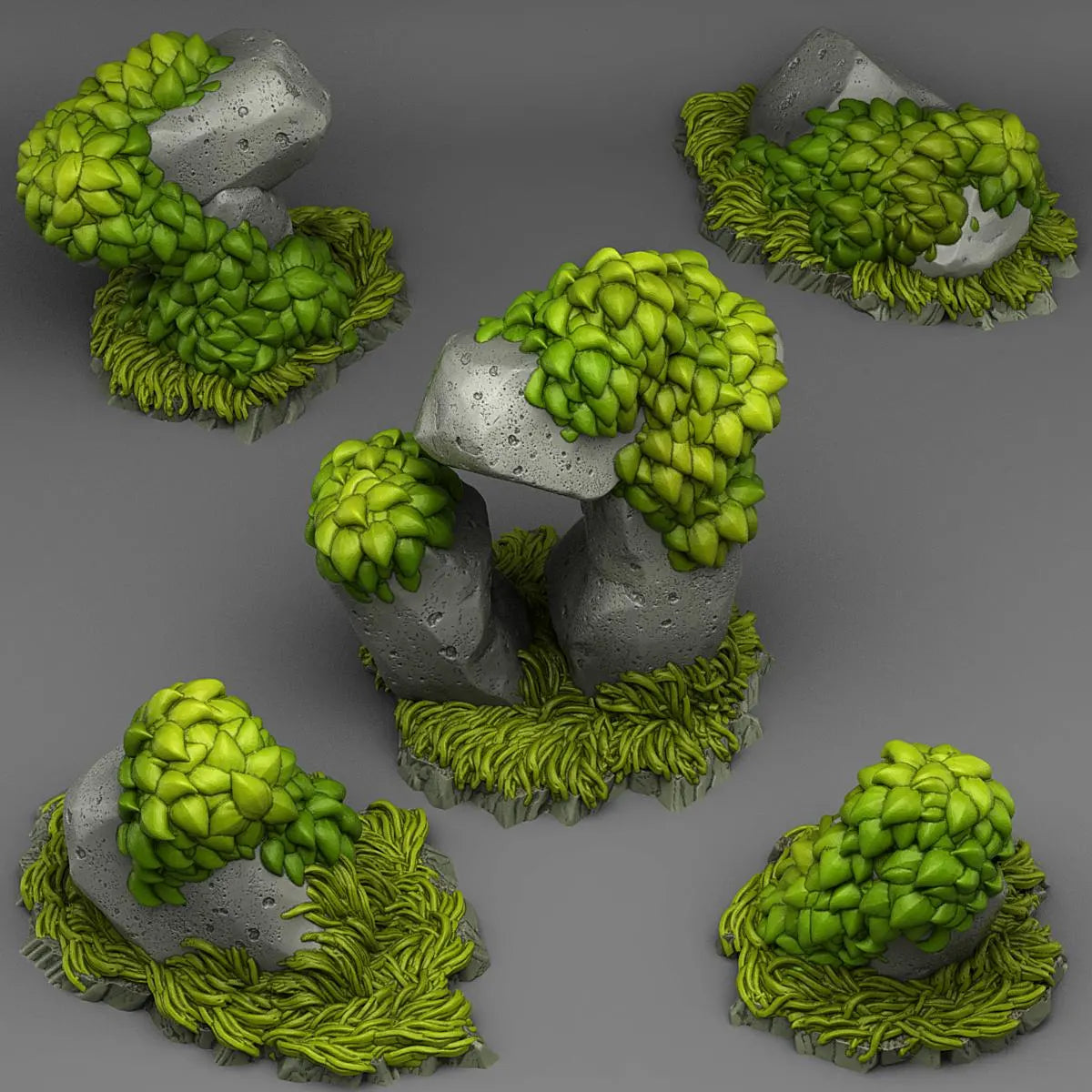 Grassy Rocks – Natural Terrain Scatter | 3D Resin Printed DnD (D&D) Pathfinder Miniatures