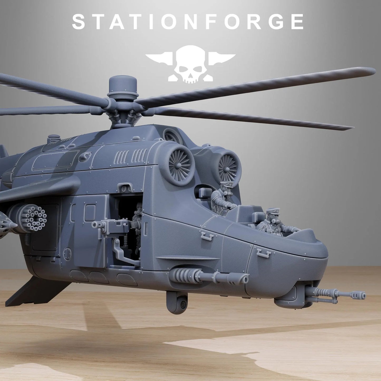 Grim Guard Heavy Gunship Transport - Helicopter Drop Team | Compatible with W40K/WG/SF