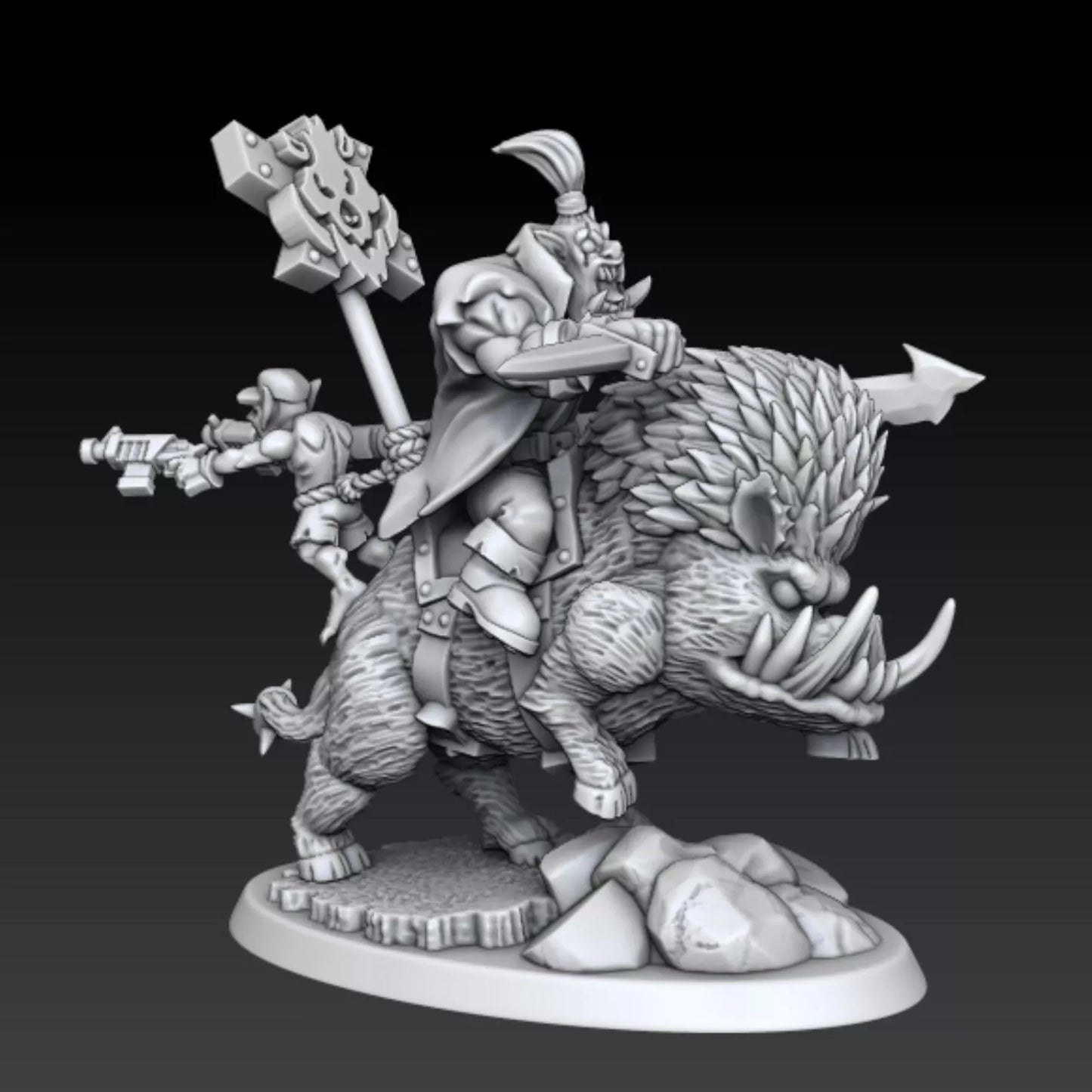 Ork Boar Riders Squad with Boss - 4 Man Squad | Compatible with W40K/WG/SF