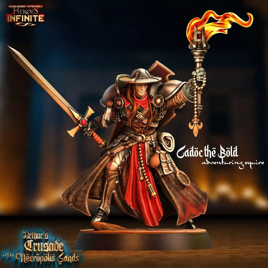 Cadoc the Bold, Adventuring Squire - Necropolis Sands | Compatible with Tabletop Wargames