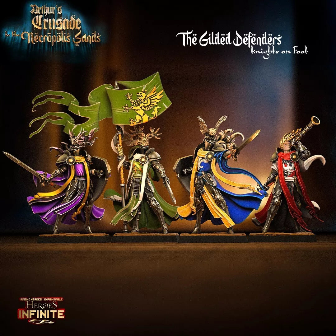 The Gilded Defenders, Knights on Foot - Necropolis Sands | Compatible with Tabletop Wargames