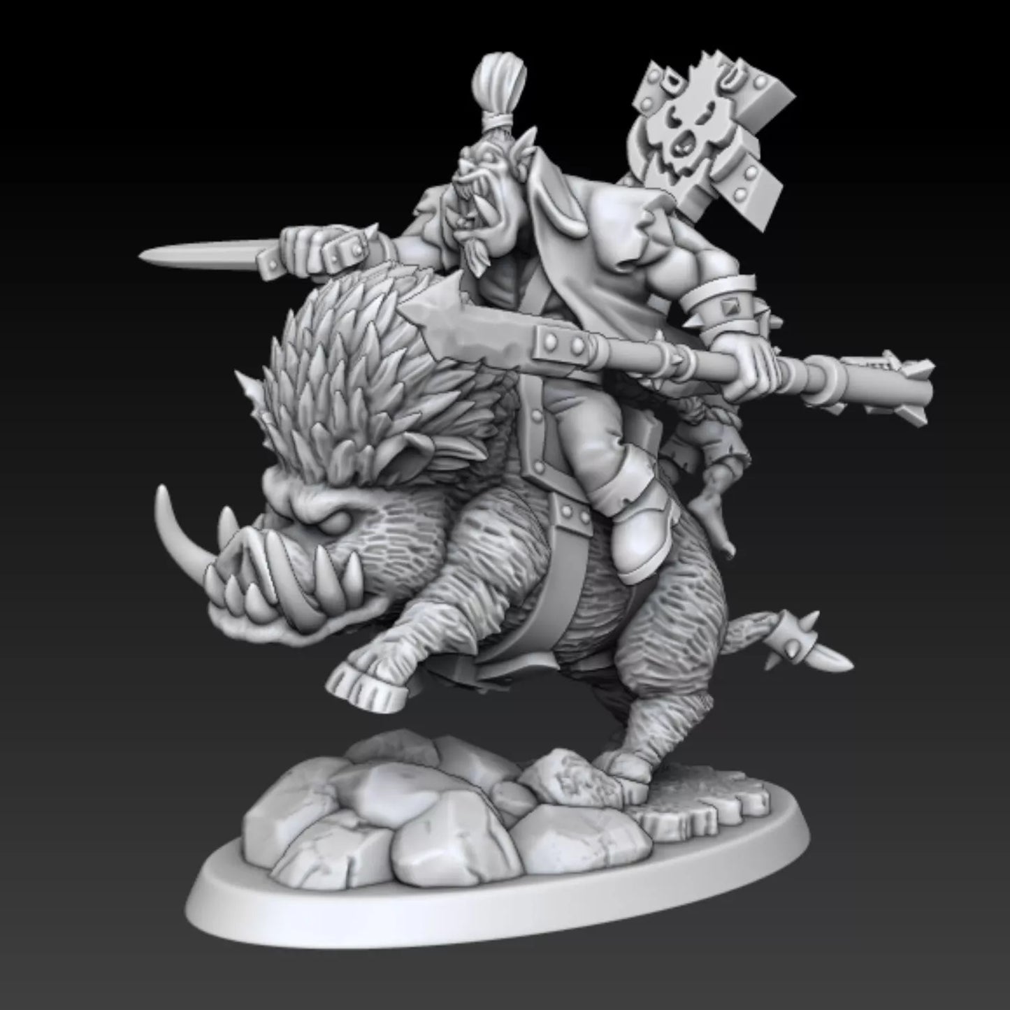 Ork Boar Riders Squad with Boss - 4 Man Squad | Compatible with W40K/WG/SF