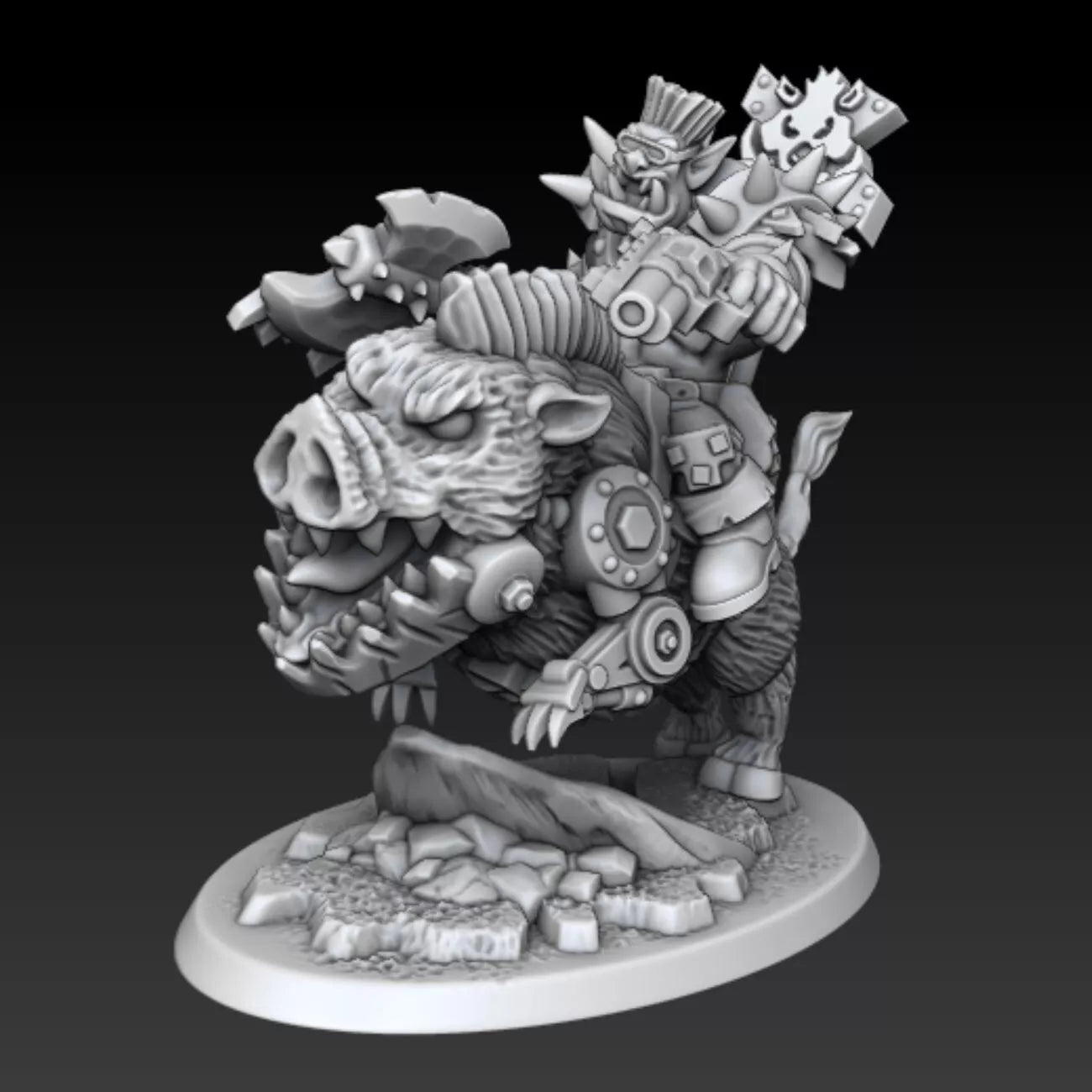 Ork Boar Riders Squad with Boss - 4 Man Squad | Compatible with W40K/WG/SF