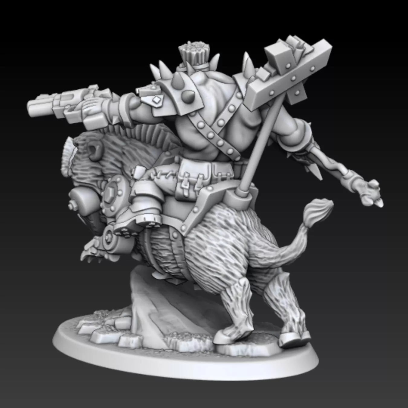 Ork Boar Riders Squad with Boss - 4 Man Squad | Compatible with W40K/WG/SF