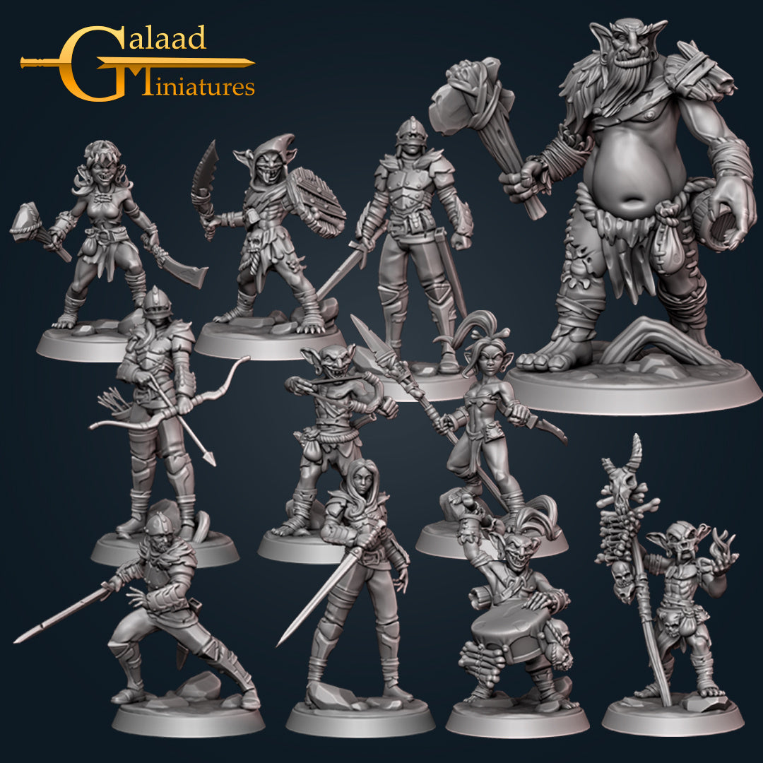 Goblin vs Rangers Set: 3D Resin Printed DnD (D&D) Pathfinder Miniatures