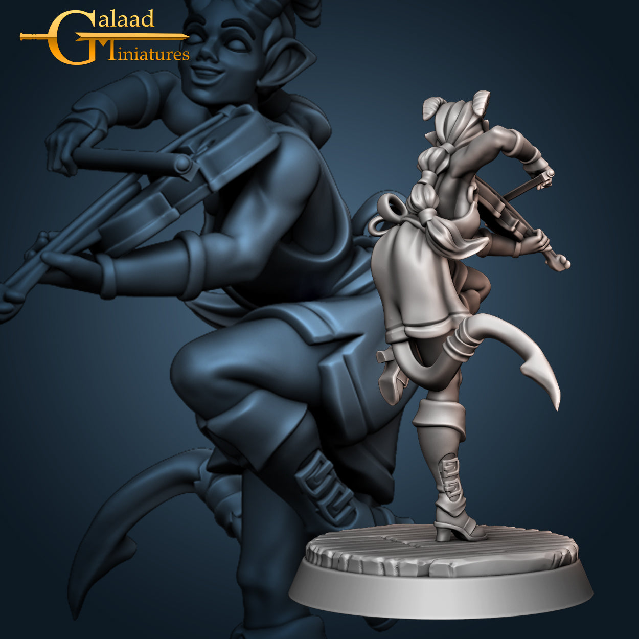 Tiefling Bard: 3D Resin Printed DnD (D&D) Pathfinder Miniatures