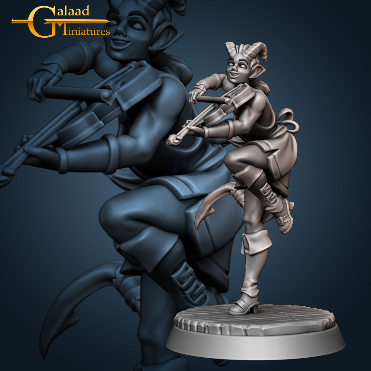 Tiefling Bard: 3D Resin Printed DnD (D&D) Pathfinder Miniatures