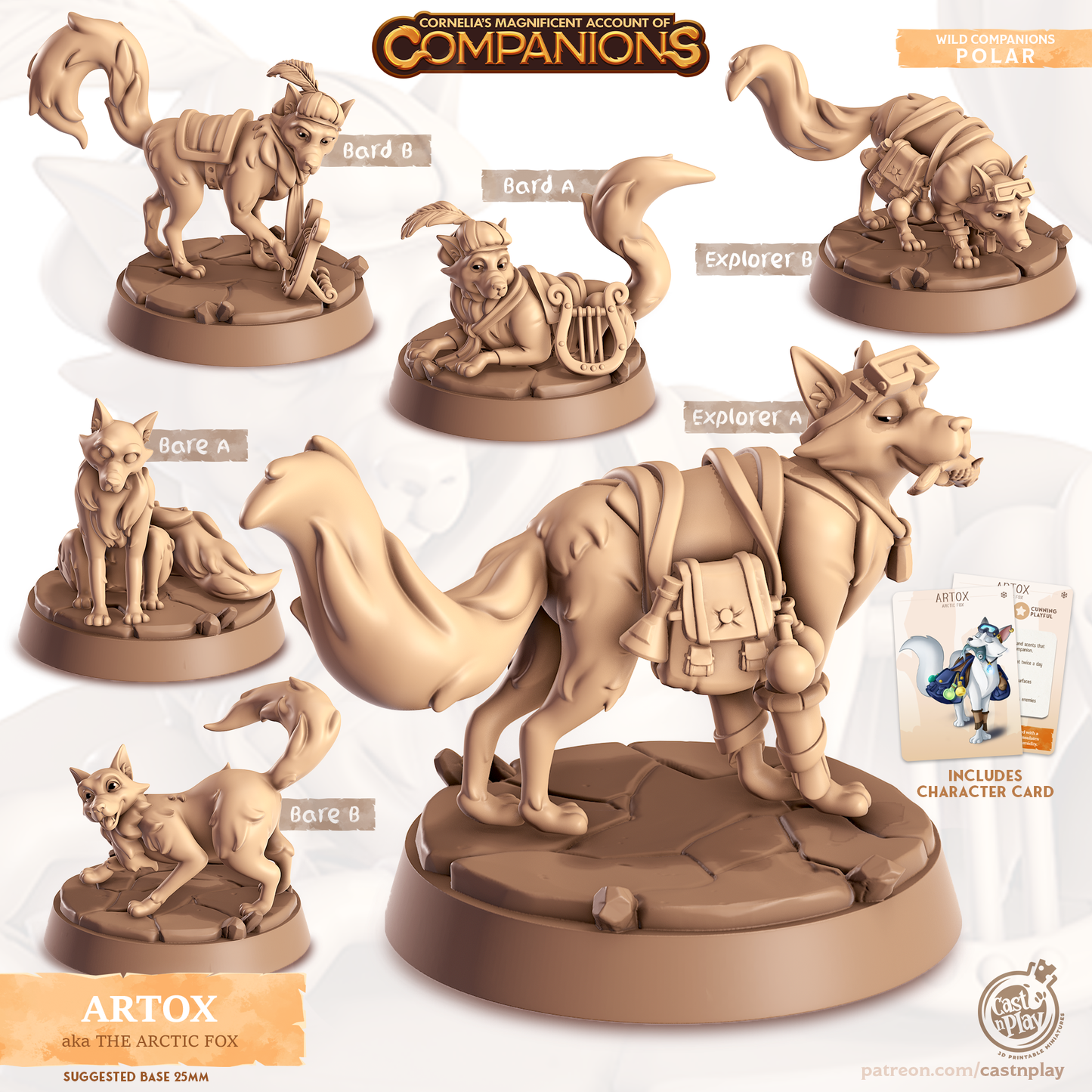 Artox the Arctic Fox - Companions - Polar - For D&D Campaigns & Tabletop Games