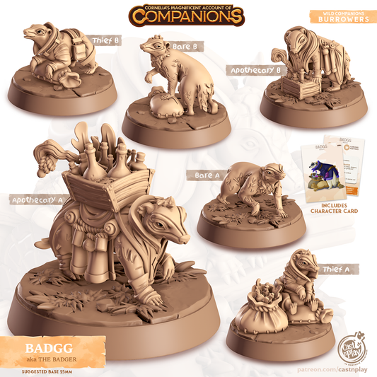 Badgg the Badger - Companions - Burrowers - For D&D Campaigns & Tabletop Games
