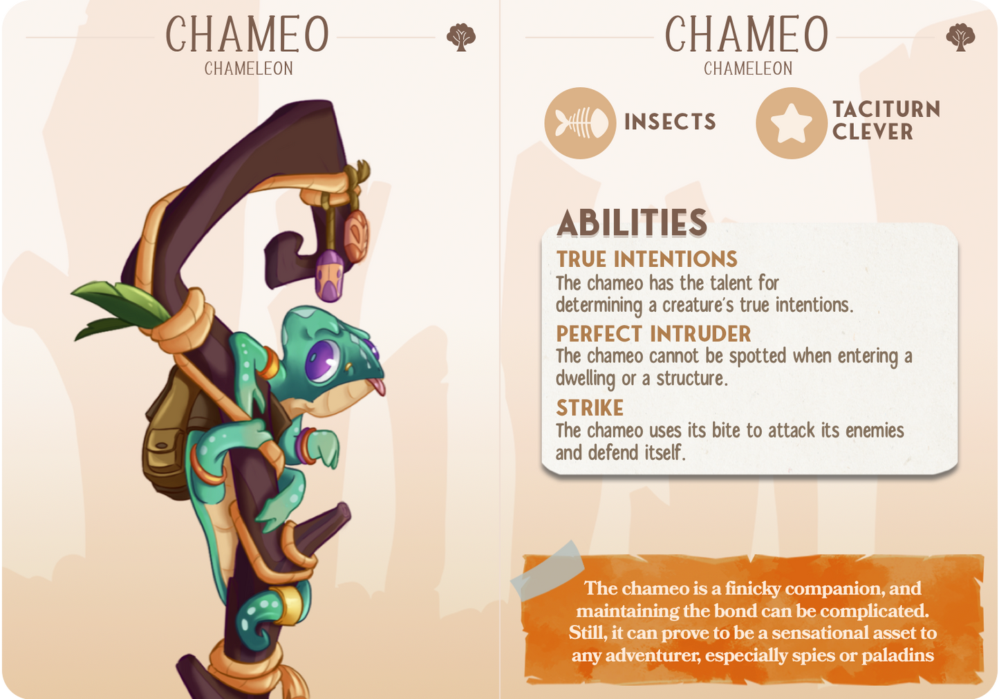 Chameo the Chameleon - Companions - Climbers - For D&D Campaigns & Tabletop Games