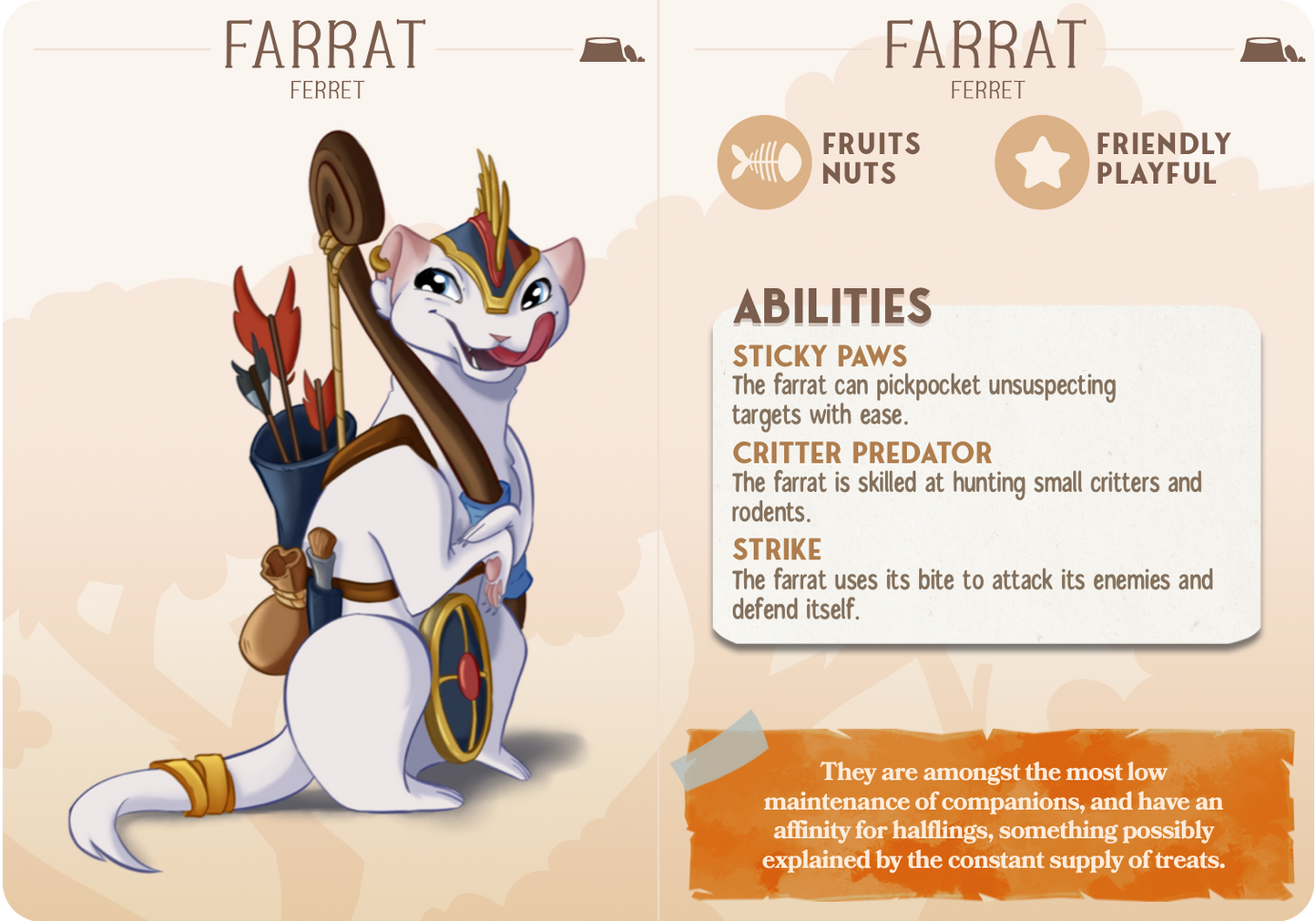 Farrat the Ferret - Companions - Burrowers - For D&D Campaigns & Tabletop Games