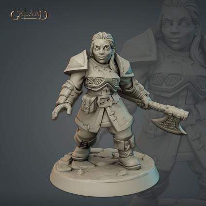 Female Dwarf v1: 3D Resin Printed DnD (D&D) Pathfinder Miniatures