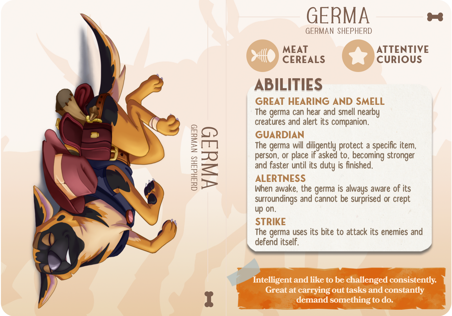 Germa the German Shephard - Companions - Dogs - For D&D Campaigns & Tabletop Games