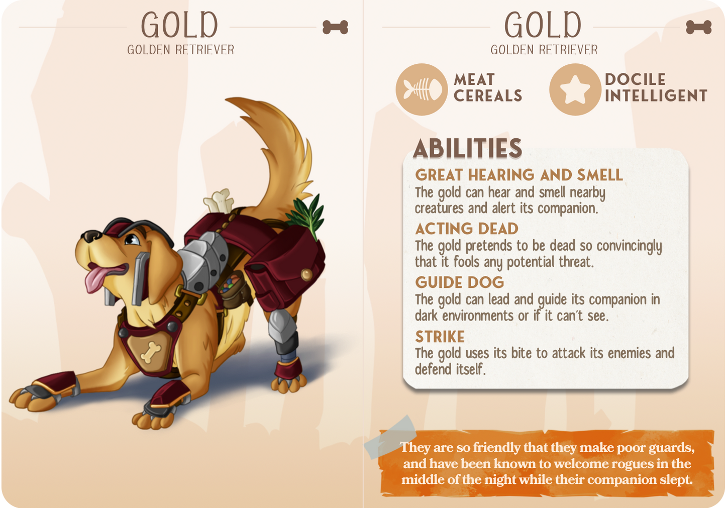 Gold the Golden Retriever - Companions - Dogs - For D&D Campaigns & Tabletop Games