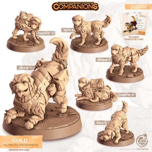 Gold the Golden Retriever - Companions - Dogs - For D&D Campaigns & Tabletop Games