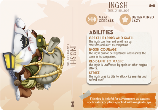 Ingsh the English Bulldog - Companions - Dogs - For D&D Campaigns & Tabletop Games