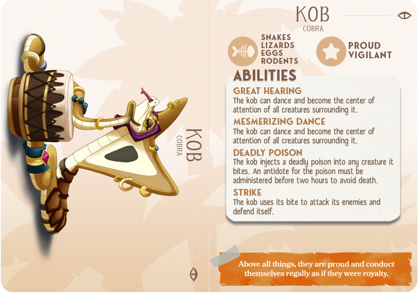 Kob the Cobra - Companions - Reptile - For D&D Campaigns & Tabletop Games