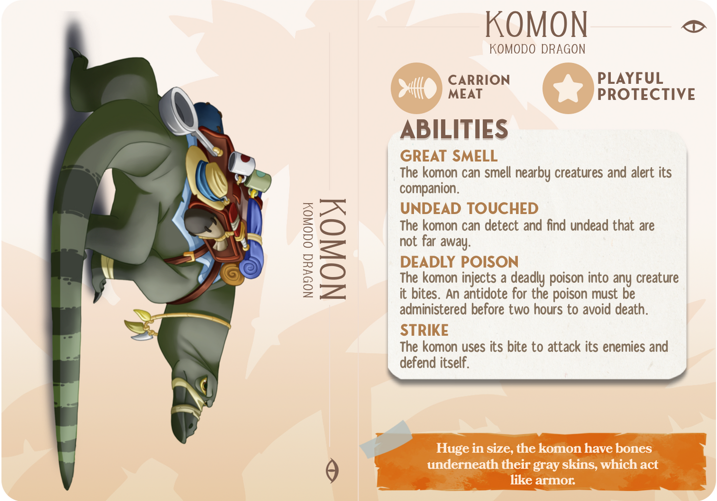 Komon the Komodo Dragon - Companions - Reptile - For D&D Campaigns & Tabletop Games