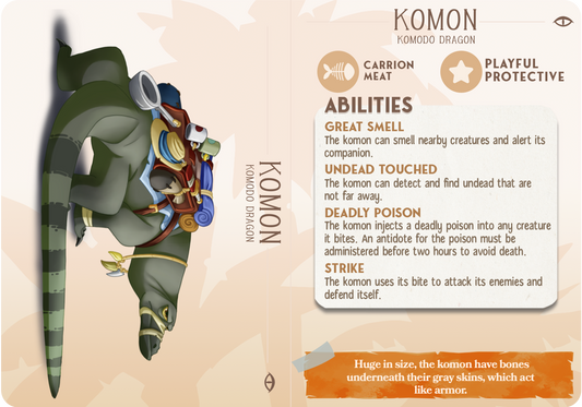 Komon the Komodo Dragon - Companions - Reptile - For D&D Campaigns & Tabletop Games