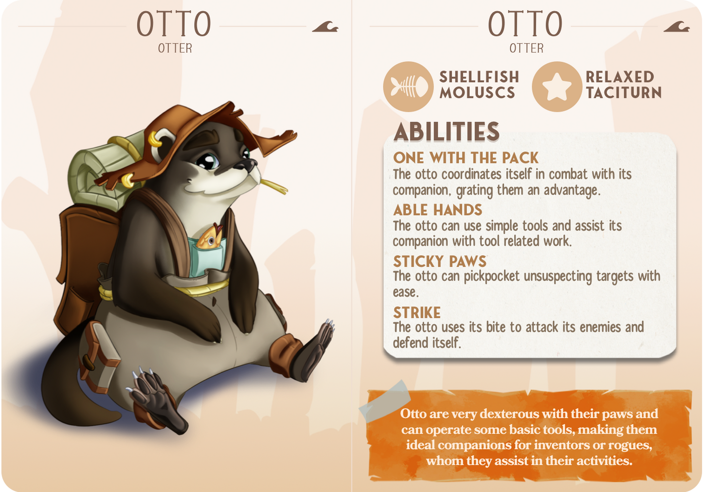 Otto the Otter - Companions - Swimmers - For D&D Campaigns & Tabletop Games