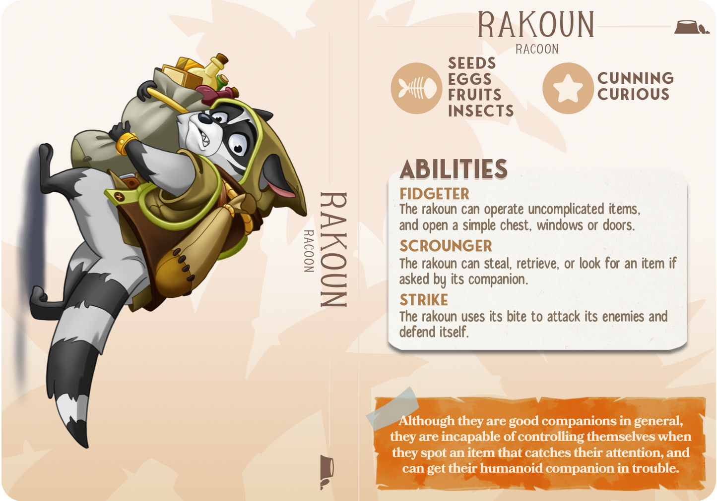 Rakoun the Raccoon - Companions - Burrowers - For D&D Campaigns & Tabletop Games