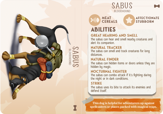 Sabus the Bloodhound - Companions - Dogs - For D&D Campaigns & Tabletop Games