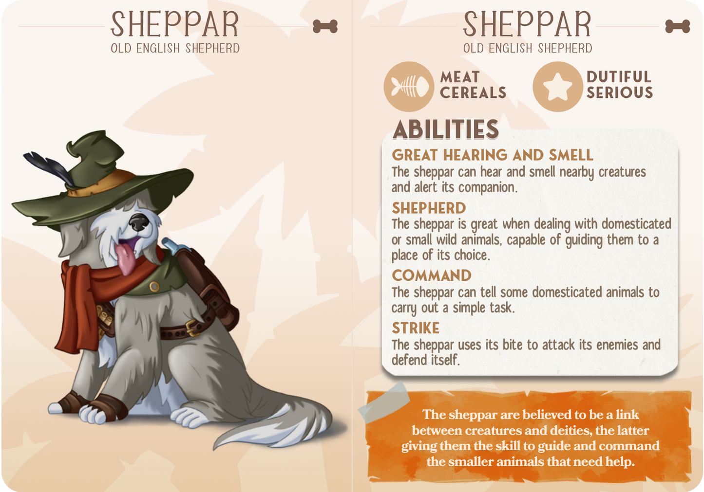 Sheppar the Old English Shephard - Companions - Dogs - For D&D Campaigns & Tabletop Games