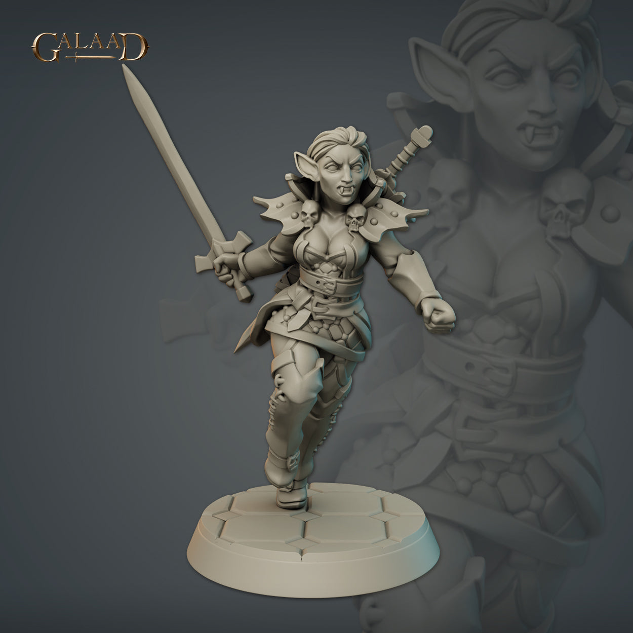 Female Vampire-03: 3D Resin Printed DnD (D&D) Pathfinder Miniatures