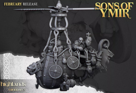 Dwarf Flying Machine - Highlands Miniatures | Compatible with OW, WFB, AOF, and More