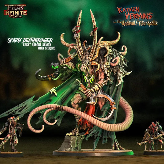 Skarix Deathbringer - Great Rodent Demon w/Sickles | Compatible with Tabletop Fantasy Wargames