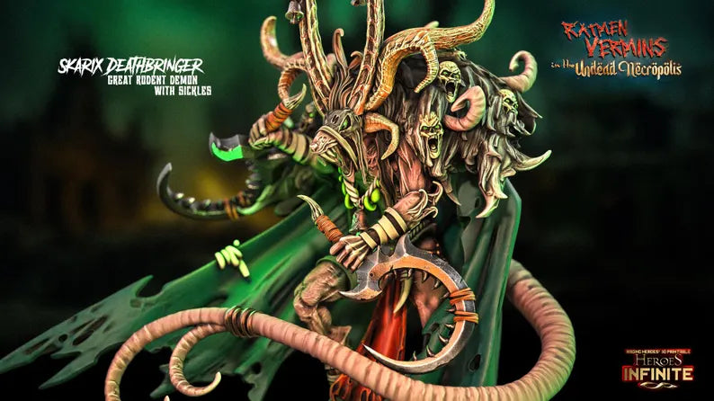 Skarix Deathbringer - Great Rodent Demon w/Sickles | Compatible with Tabletop Fantasy Wargames