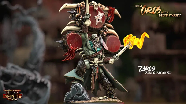 Zarog, War Drummer - Wild Orcs of the Black Moors | Compatible with Tabletop Wargames