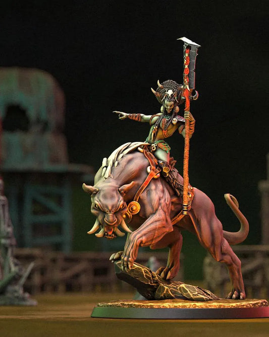 Vakhan, Orc Rider on Wild Beast Karnivox - Wild Orcs of the Black Moors | Compatible with Tabletop Wargames