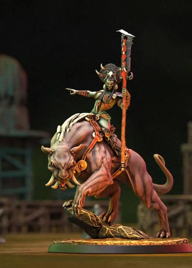 Vakhan, Orc Rider on Wild Beast Karnivox - Wild Orcs of the Black Moors | Compatible with Tabletop Wargames