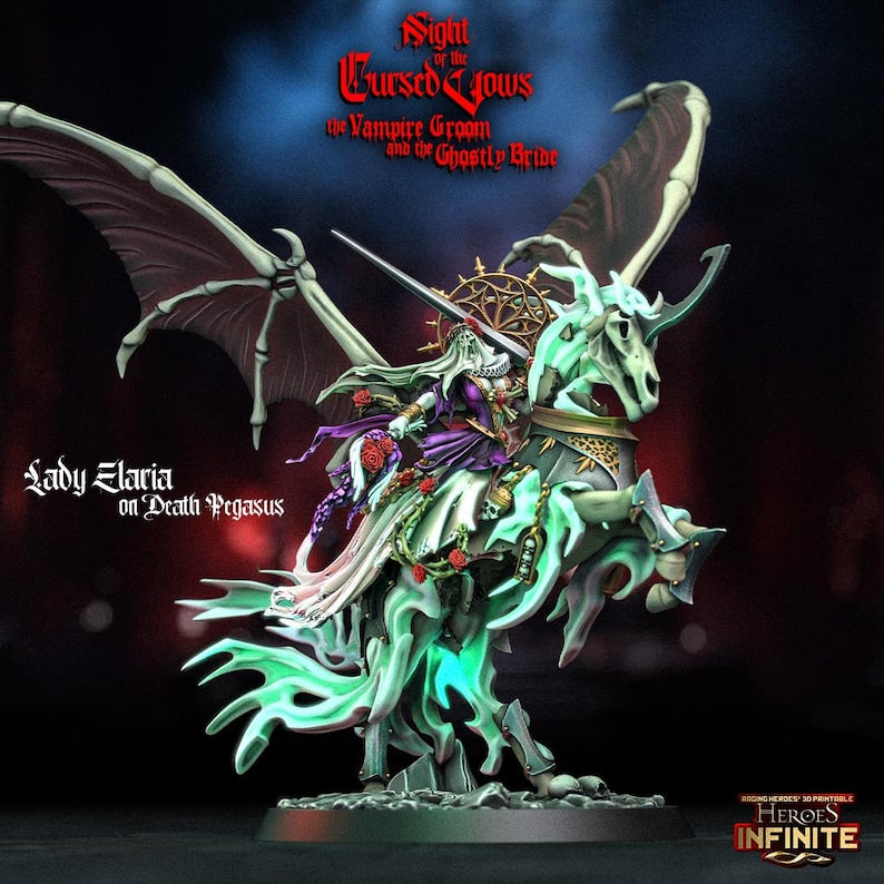 Lady Elaria on Death Pegasus - Night of the Cursed Vows | Compatible with Tabletop Wargames