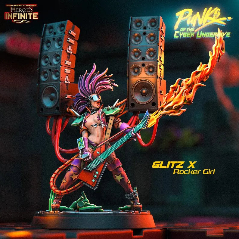 Glitz X - Cyberpunk Rocker Girl Miniature