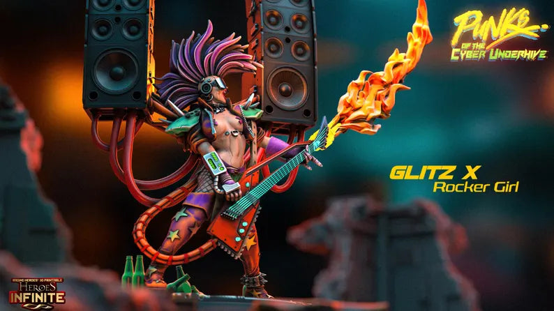 Glitz X - Cyberpunk Rocker Girl Miniature