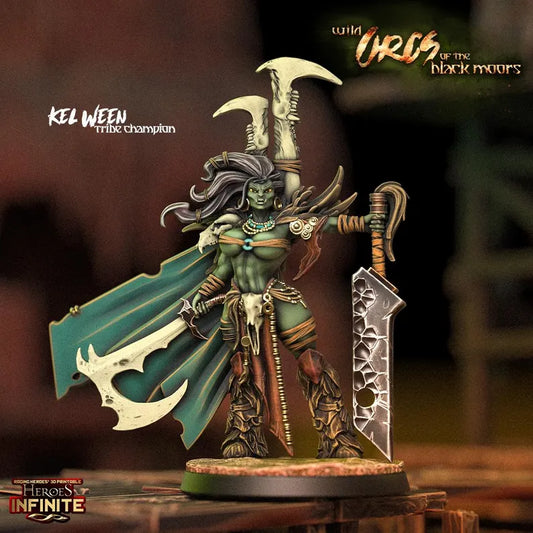 Kel Ween, Tribe Champion - Wild Orcs of the Black Moors | Compatible with Tabletop Wargames
