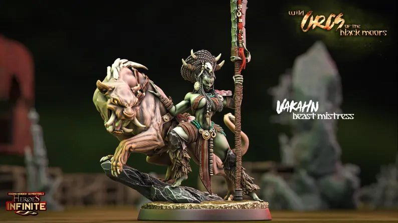 Vakhan Beast Mistress - Wild Orcs of the Black Moors | Compatible with Tabletop Wargames