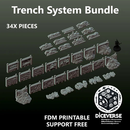 Trench Terrain: Trench System Bundle - Trench Warband Miniatures | Compatible with Tabletop Wargames